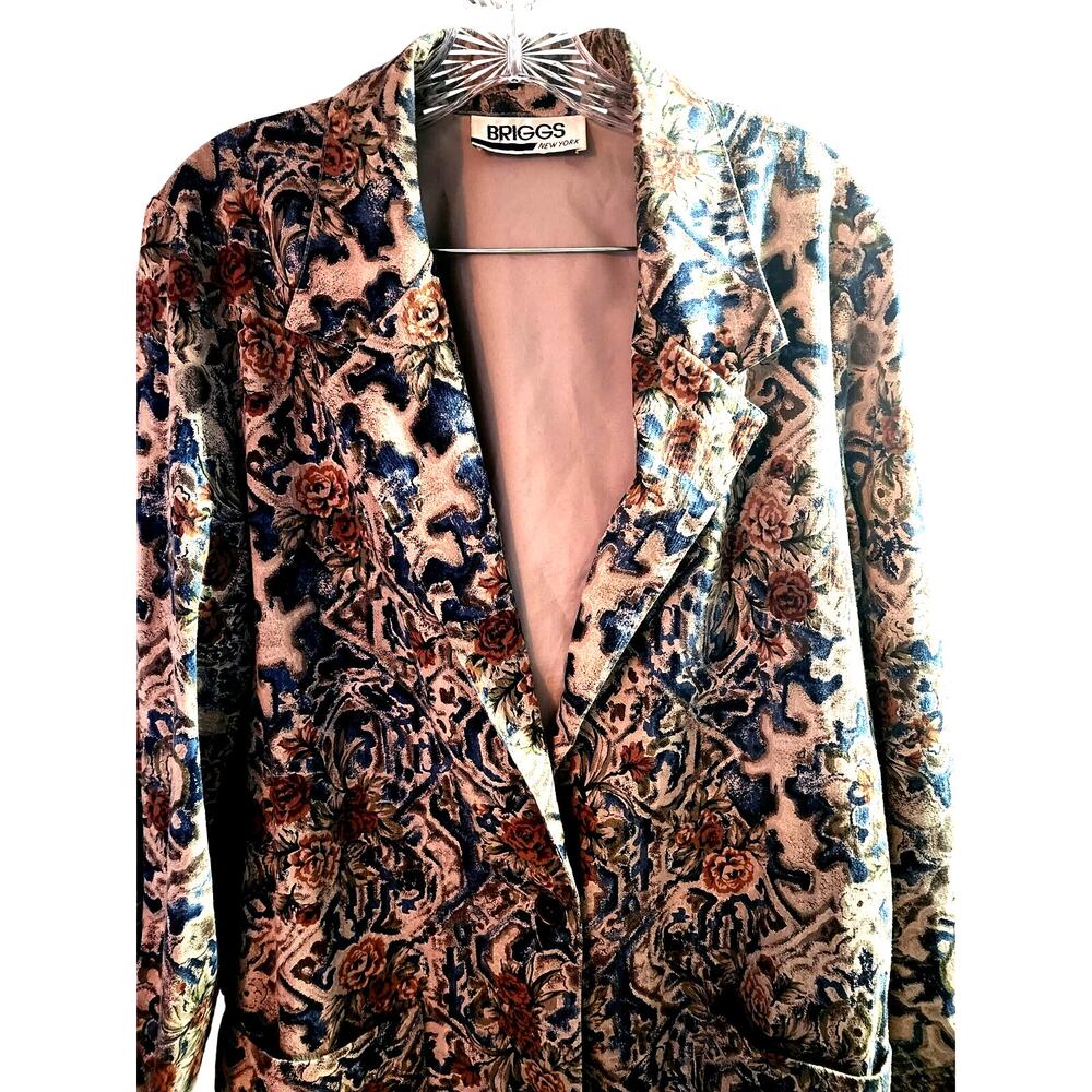 Briggs Women's Floral Tapestry Front Pockets 2 Pockets Shacket Blazer Size 8